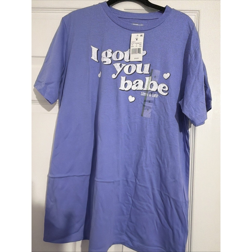 Sonny & Cher I Got You Babe Purple Graphic Tee Women Medium SNC0024U1019